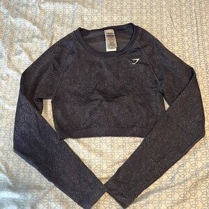 Gymshark Black Speckled Long-Sleeve Crop Top
